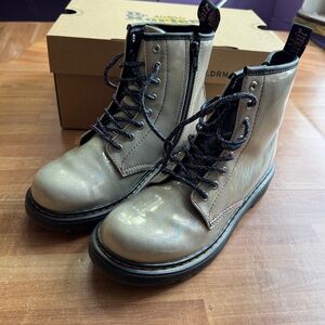 Dr.Martens Junior 1460 Sparkle Rays lace-up boots, size 4, side zipper, new
